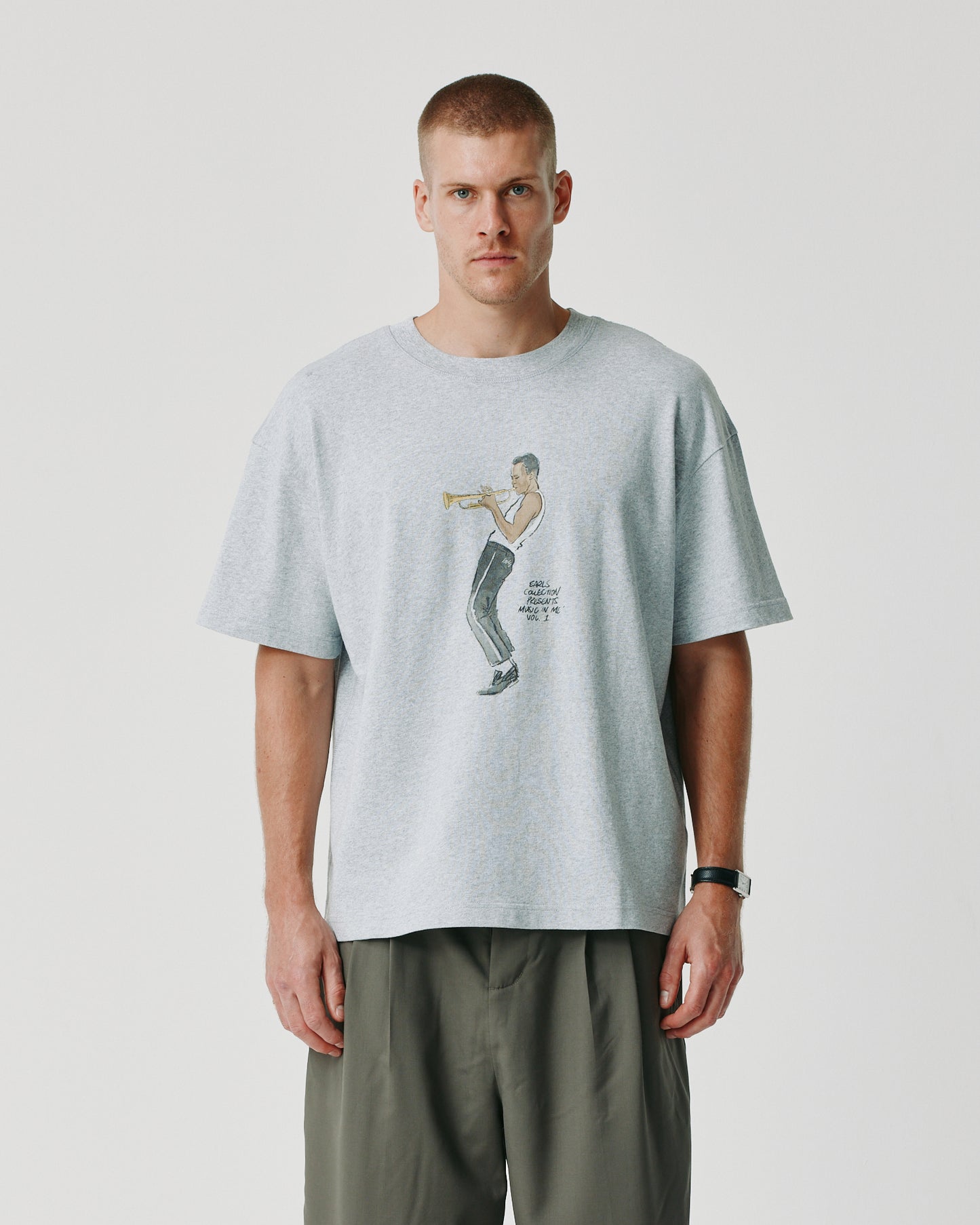 Trumpet Tee - Grey Marle