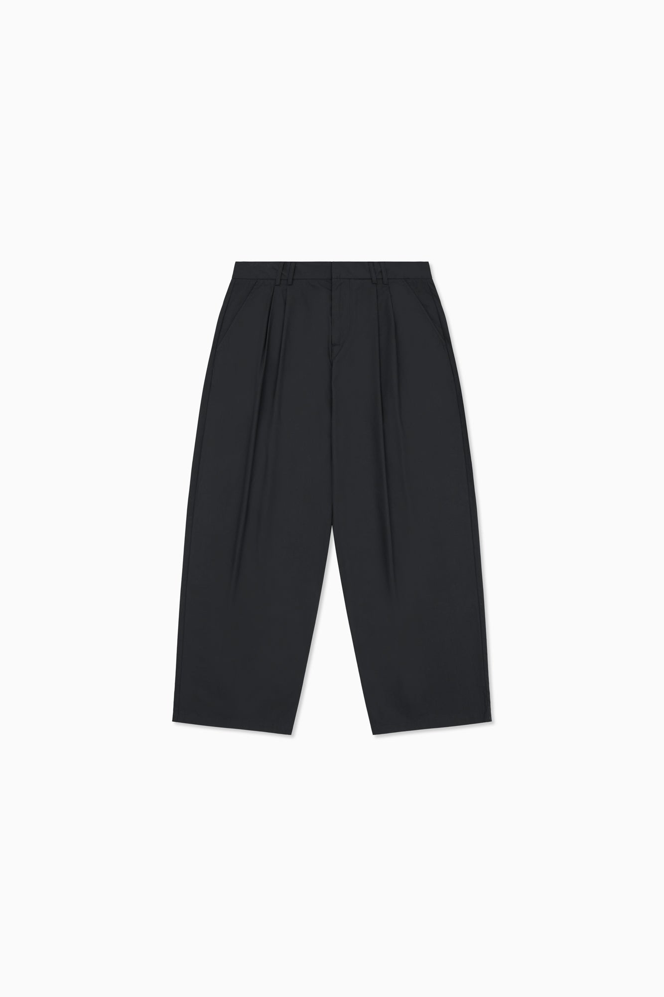 Twin Pleat Poplin Trouser - Black