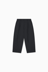 Twin Pleat Poplin Trouser - Black