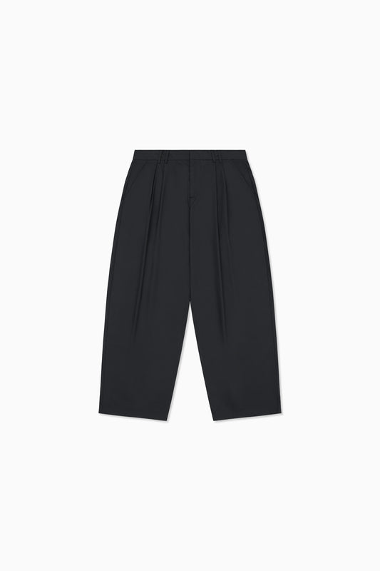 Twin Pleat Poplin Trouser - Black