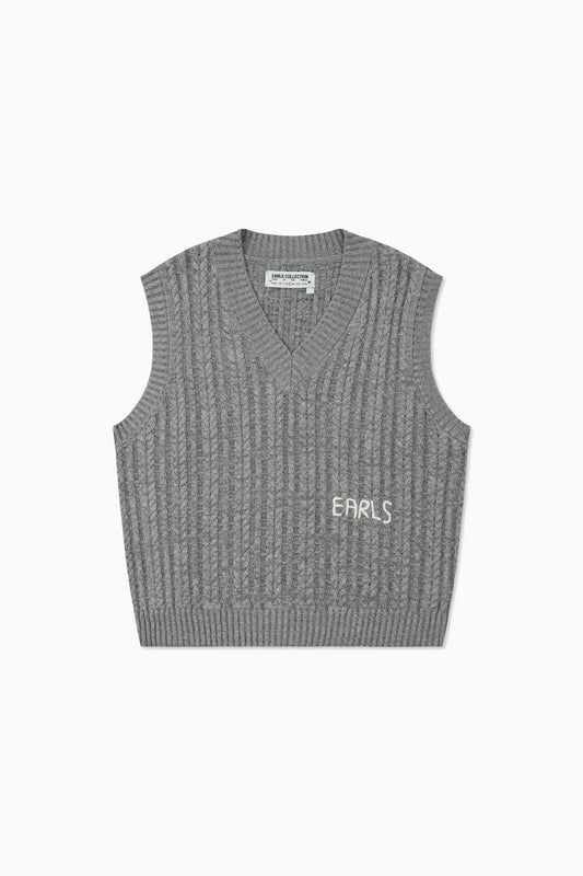 Cableknit Vest - Blue Grey