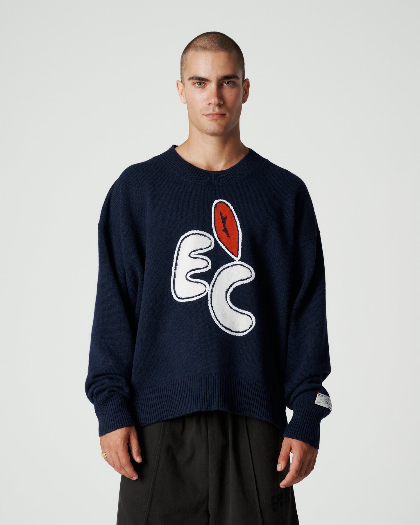 Foliage Knit Crew - Deep Navy