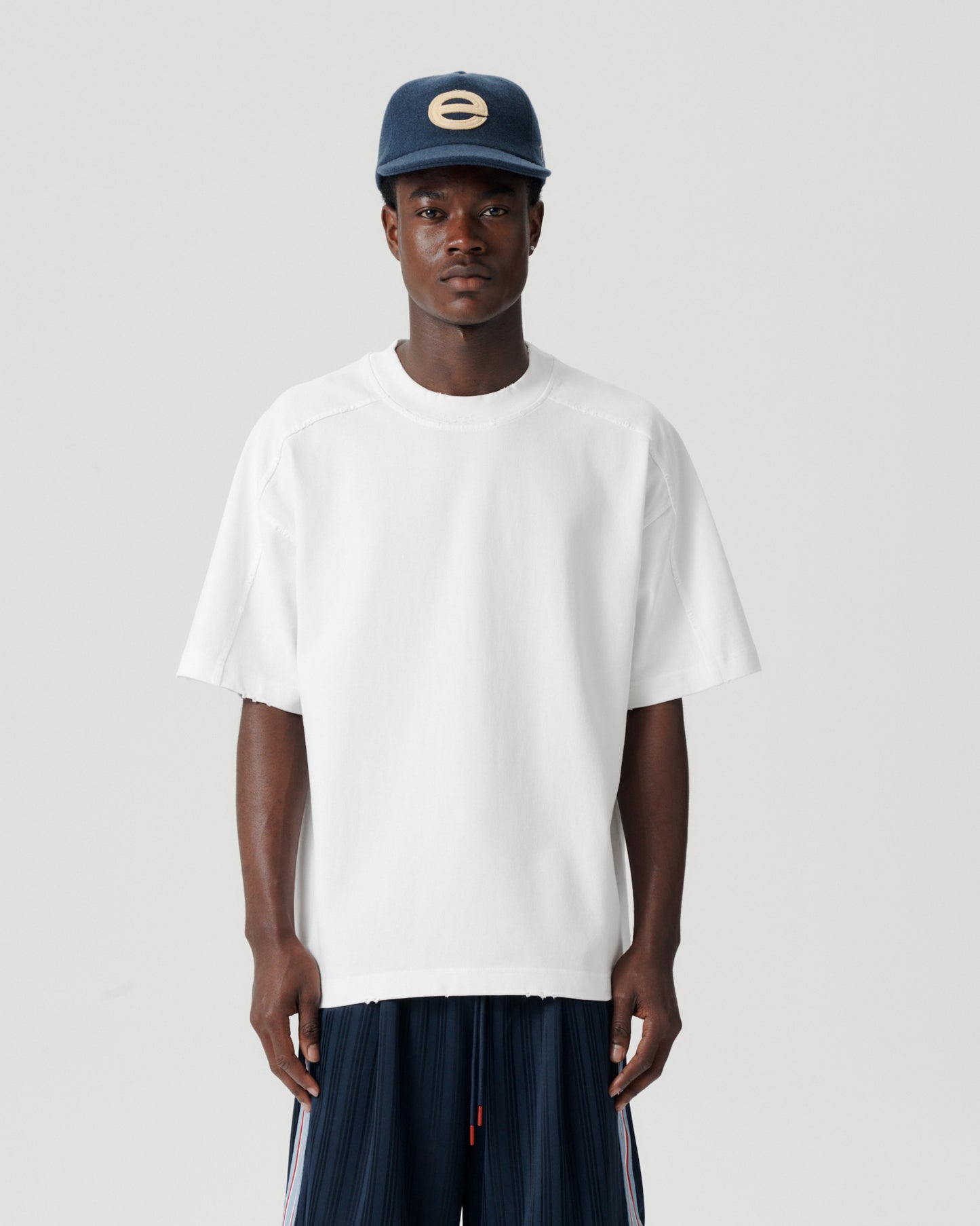 Panelled Block Tee - White