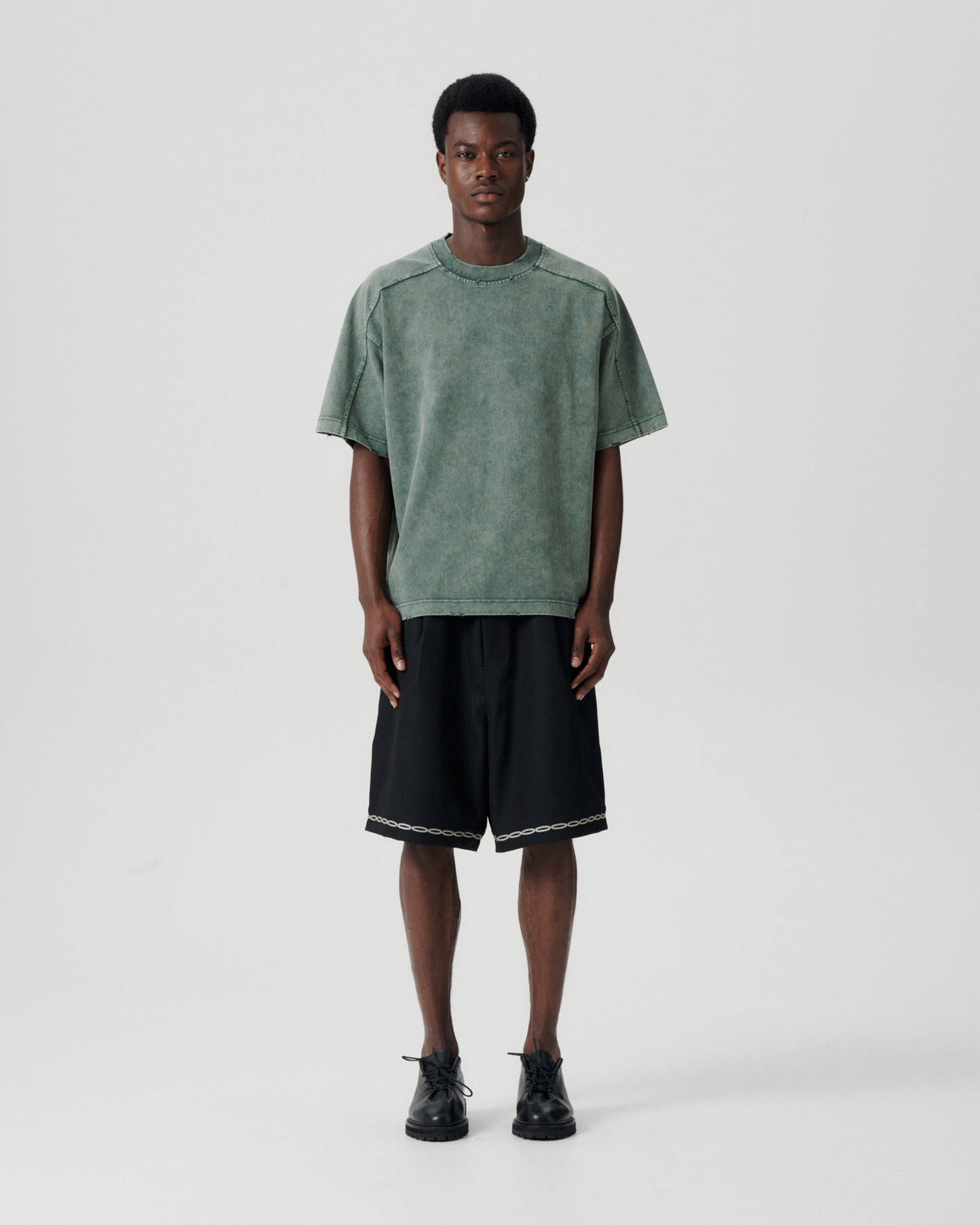 Panelled Block Tee - Dark Forest