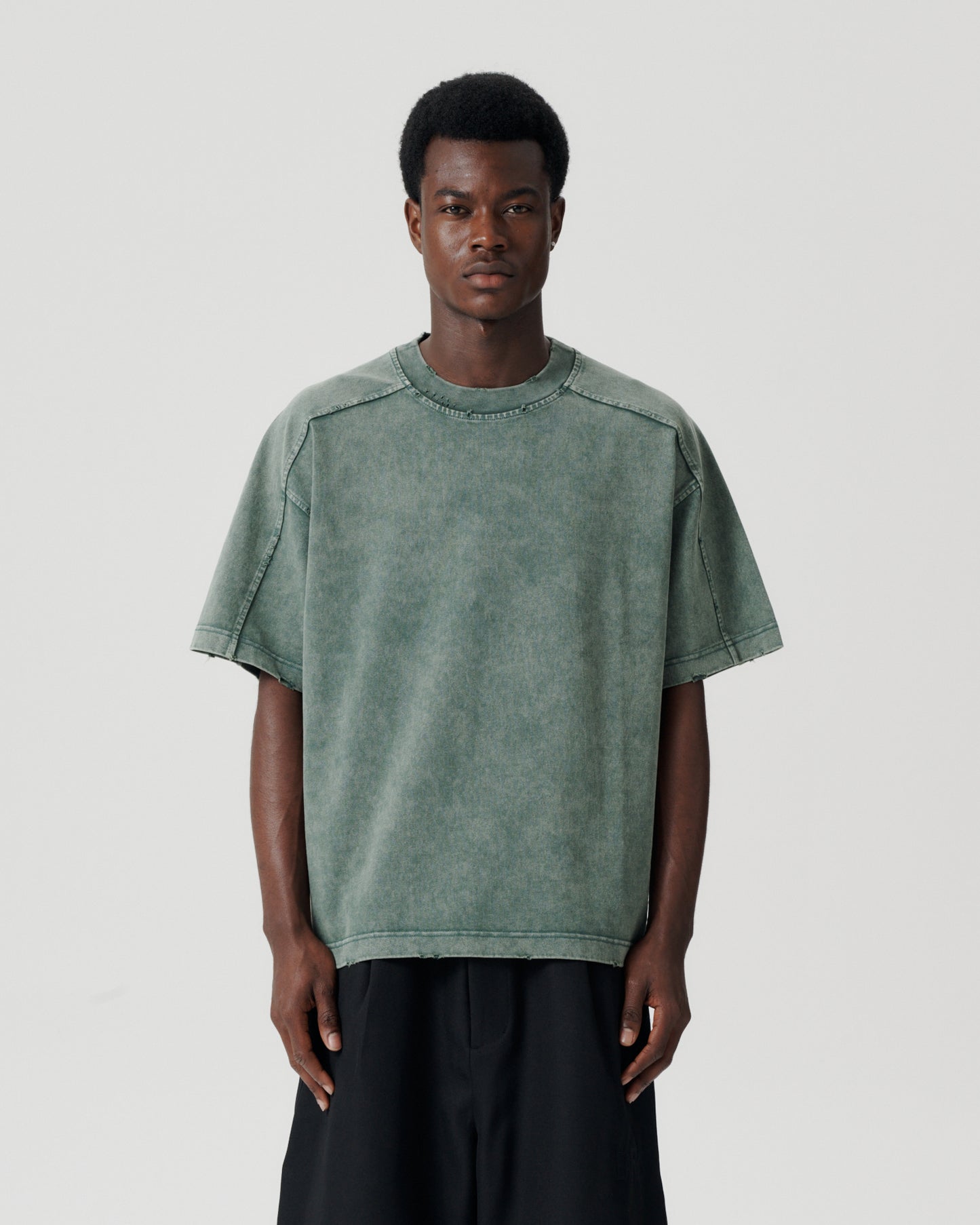 Panelled Block Tee - Dark Forest