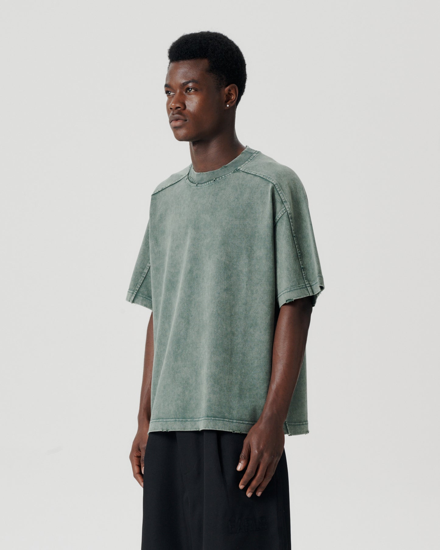 Panelled Block Tee - Dark Forest