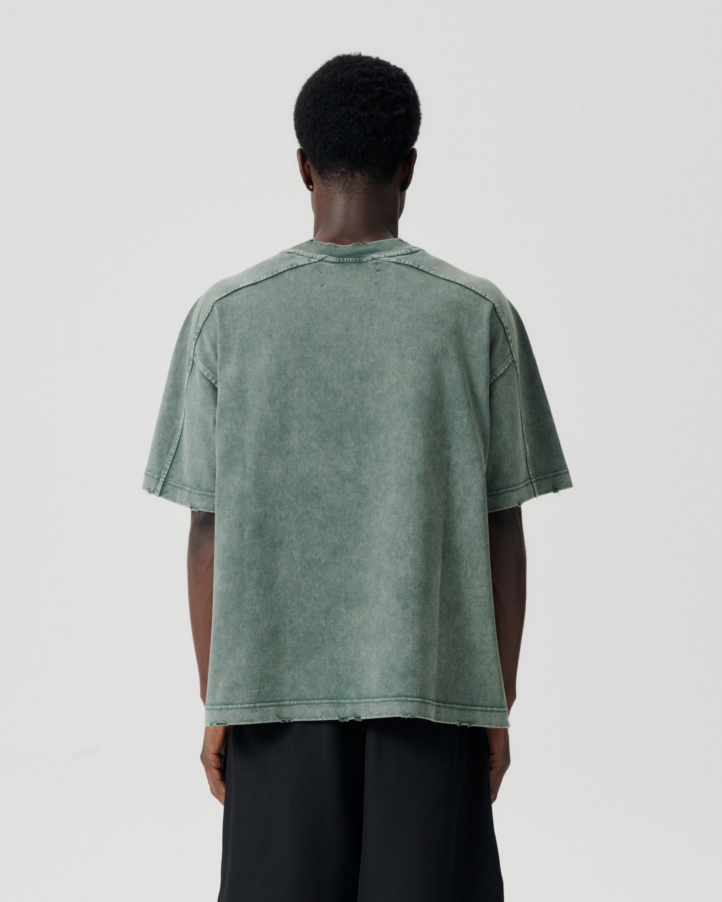 Panelled Block Tee - Dark Forest