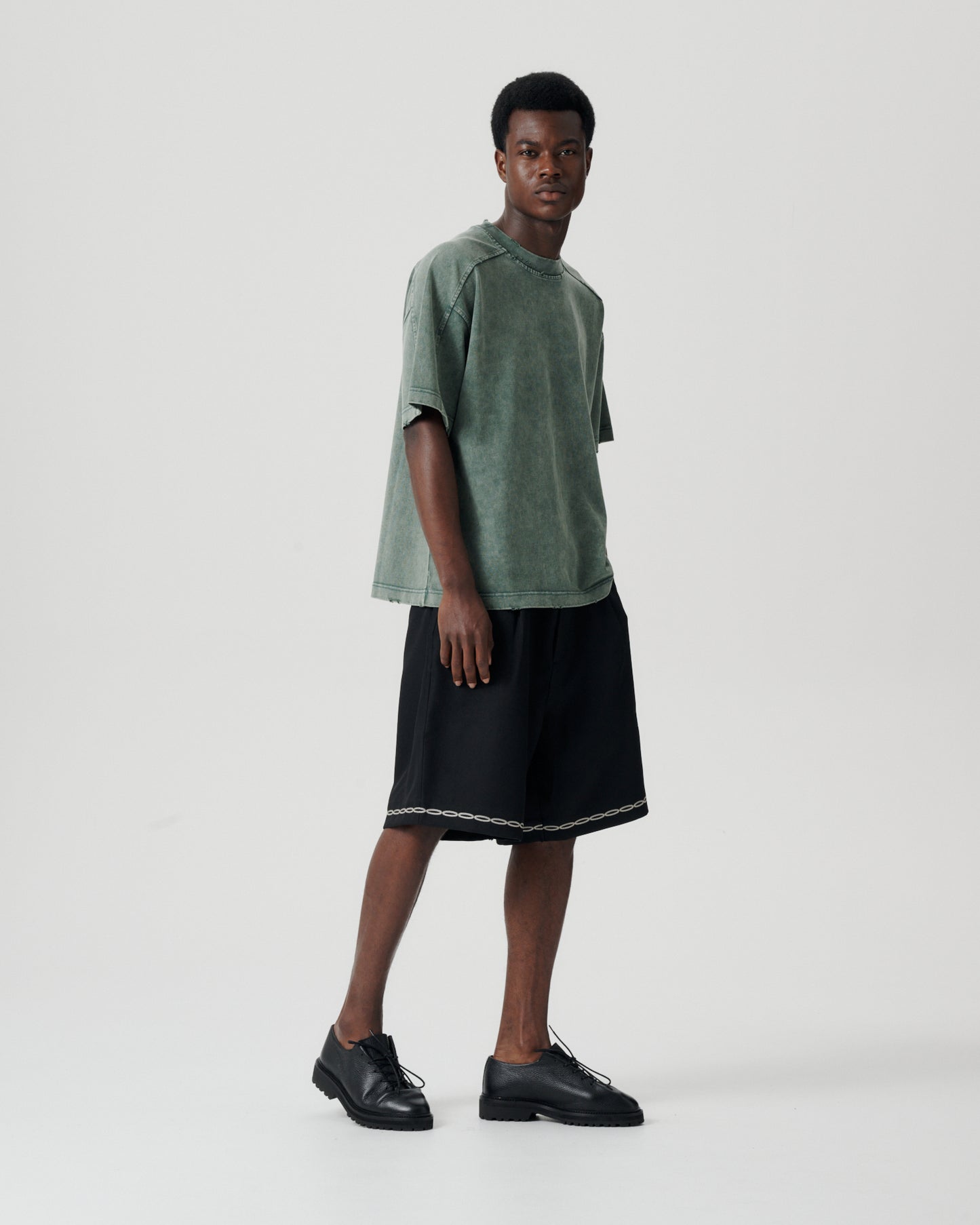 Panelled Block Tee - Dark Forest