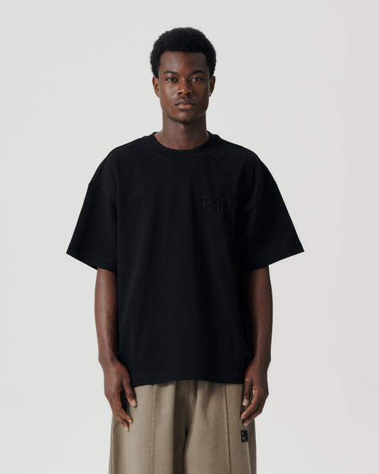 Thick Stitch Block Tee - Black/Black