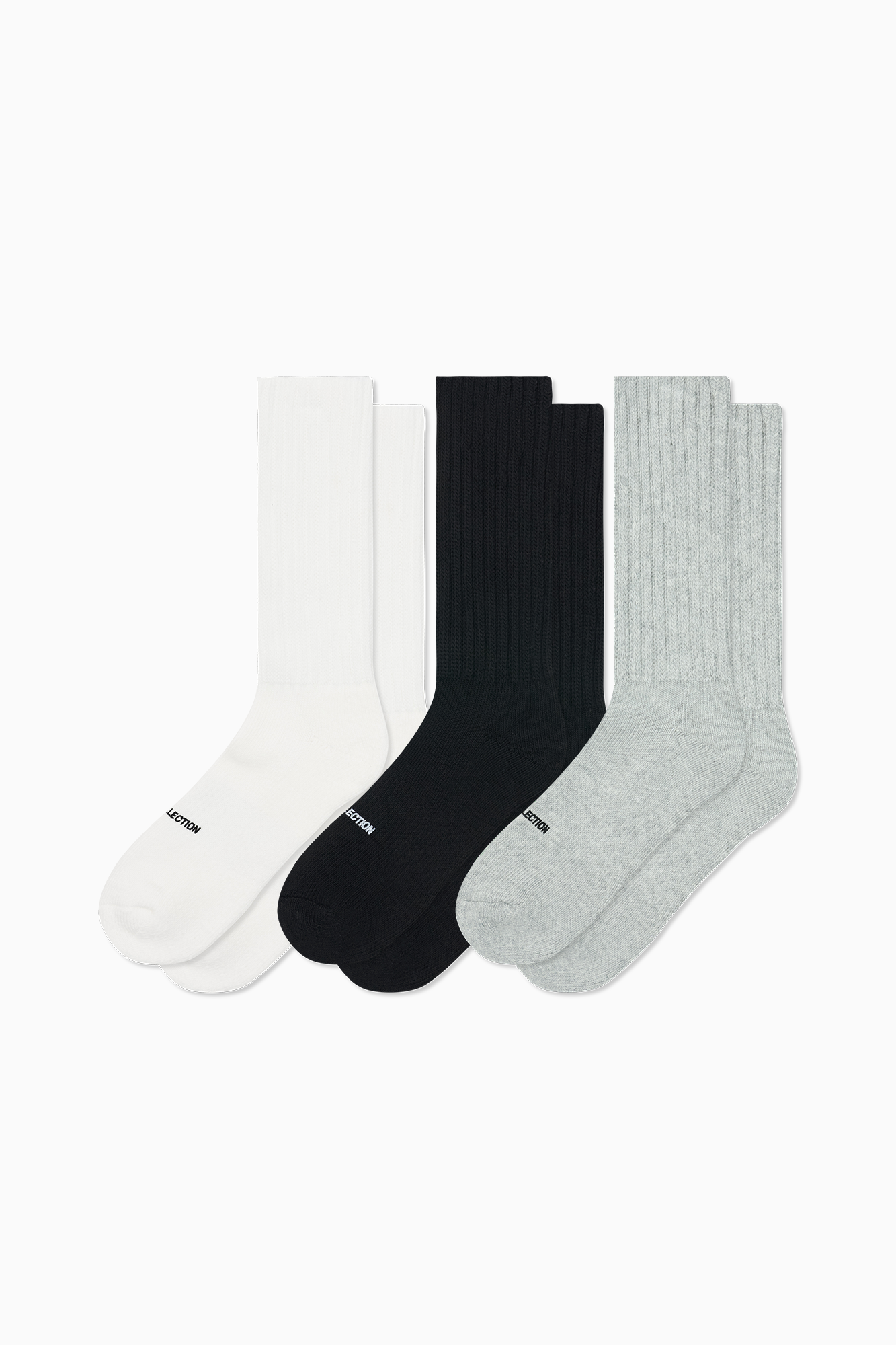 Thick Knit Sock Pack - White/Black/Grey Marle