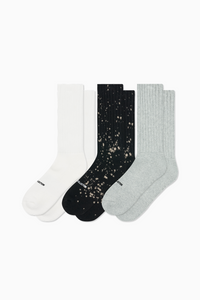 Thick Knit Sock Pack - White/Grey Marle/Bleach Black