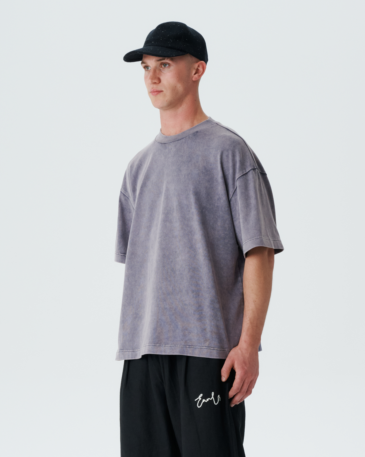 Distressed Boxy Block Tee - Moonrock