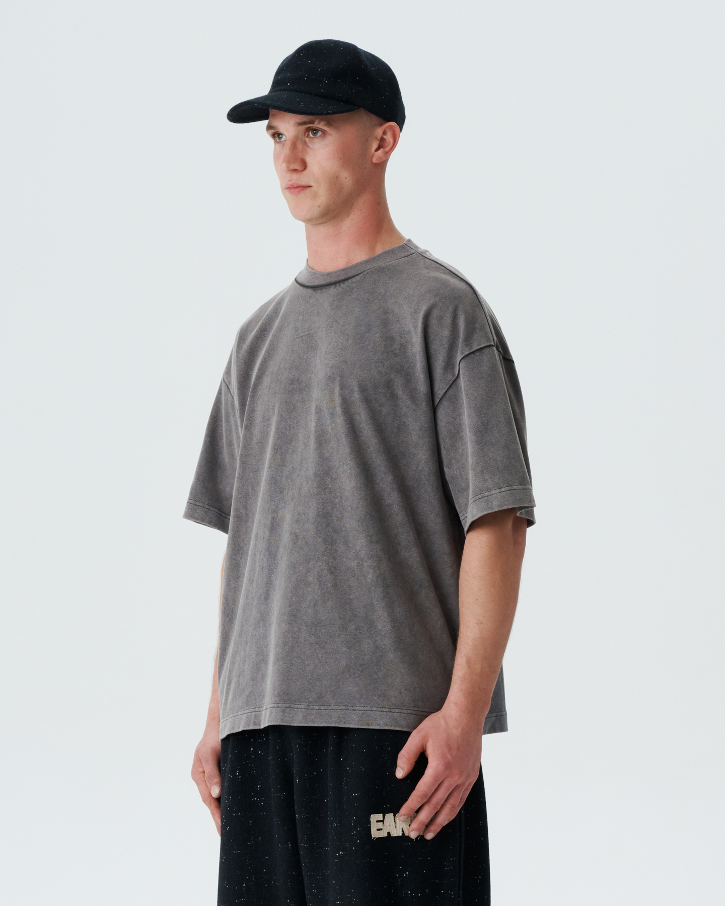 Distressed Boxy Block Tee - Stone